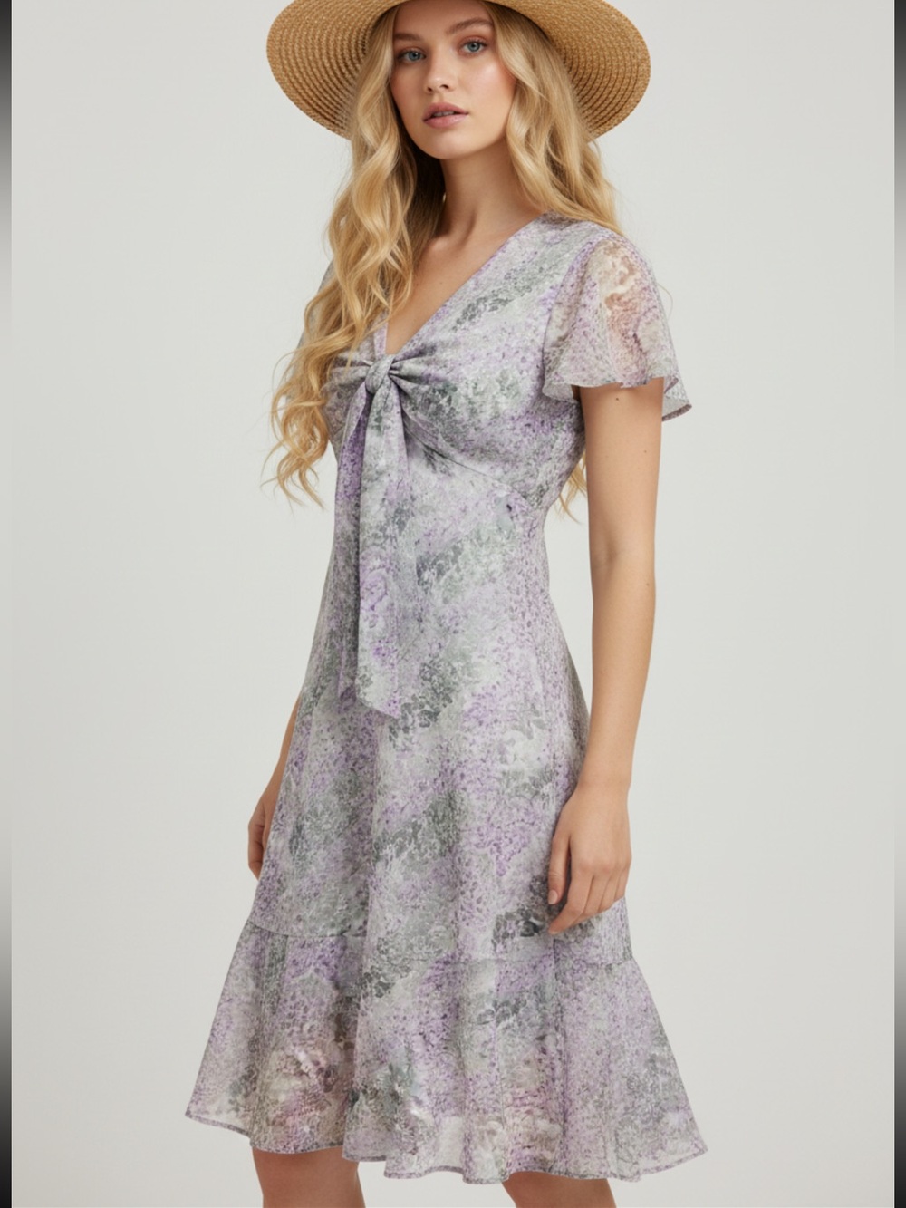 Kathy Roberts Floral 👗V-Neck Dress